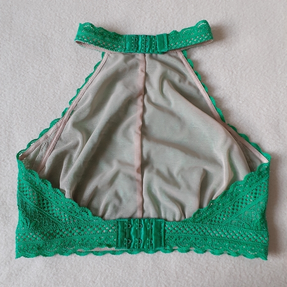 Saki Silver Green Halter Lace Bralette - Picture 3 of 5